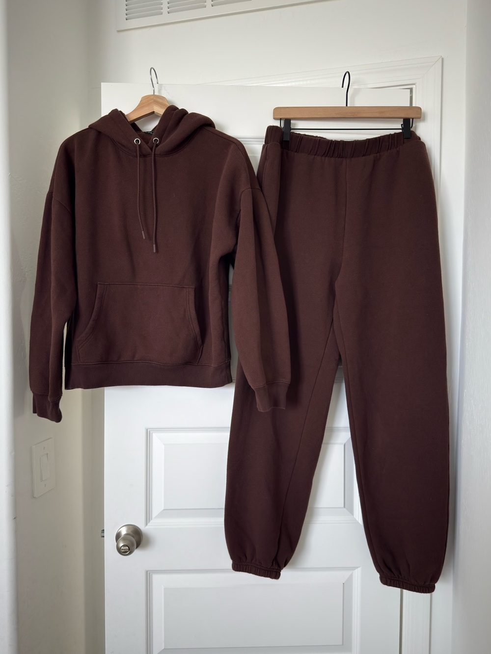 J Crew Sweat Set Heritage Fleece Brown Large/XL Hoodie Joggers Matching Set Fall